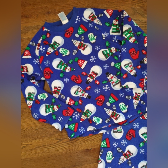 TCP (The Children's Place) Boys Small 5/6 blue snowman fleece pajamas - Picture 5 of 6